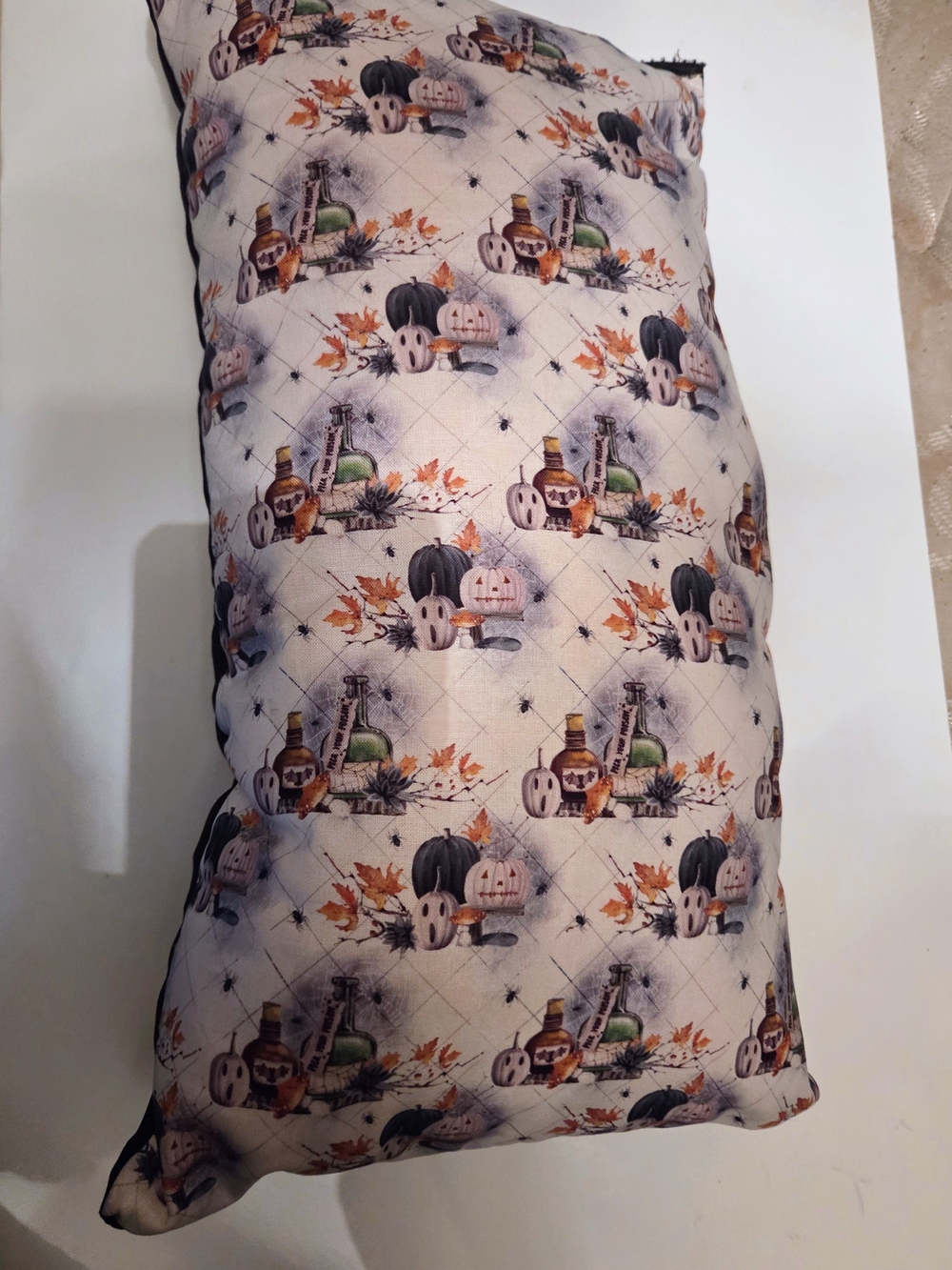 Decorative Fall Harvest Pillow - White Pumpkin Print